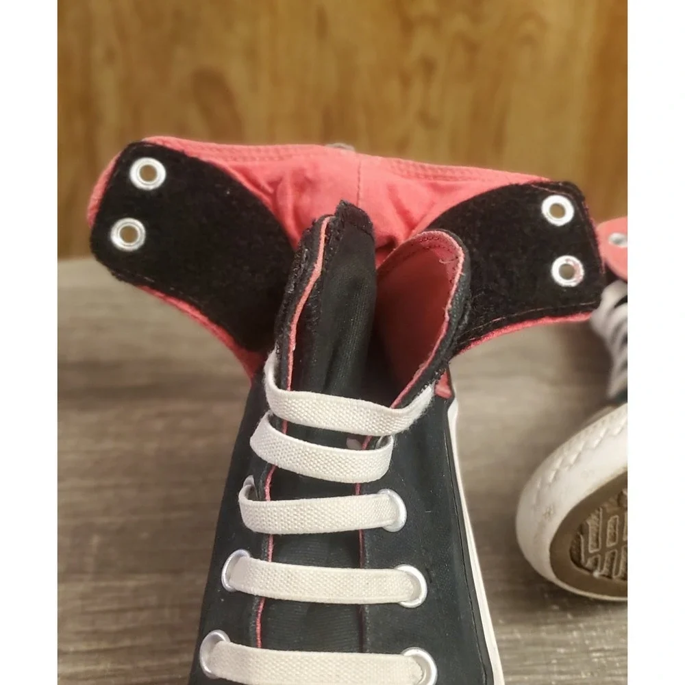Converse All Star No Time To Lace Sneakers Youth Size‎ 3 Black Pink